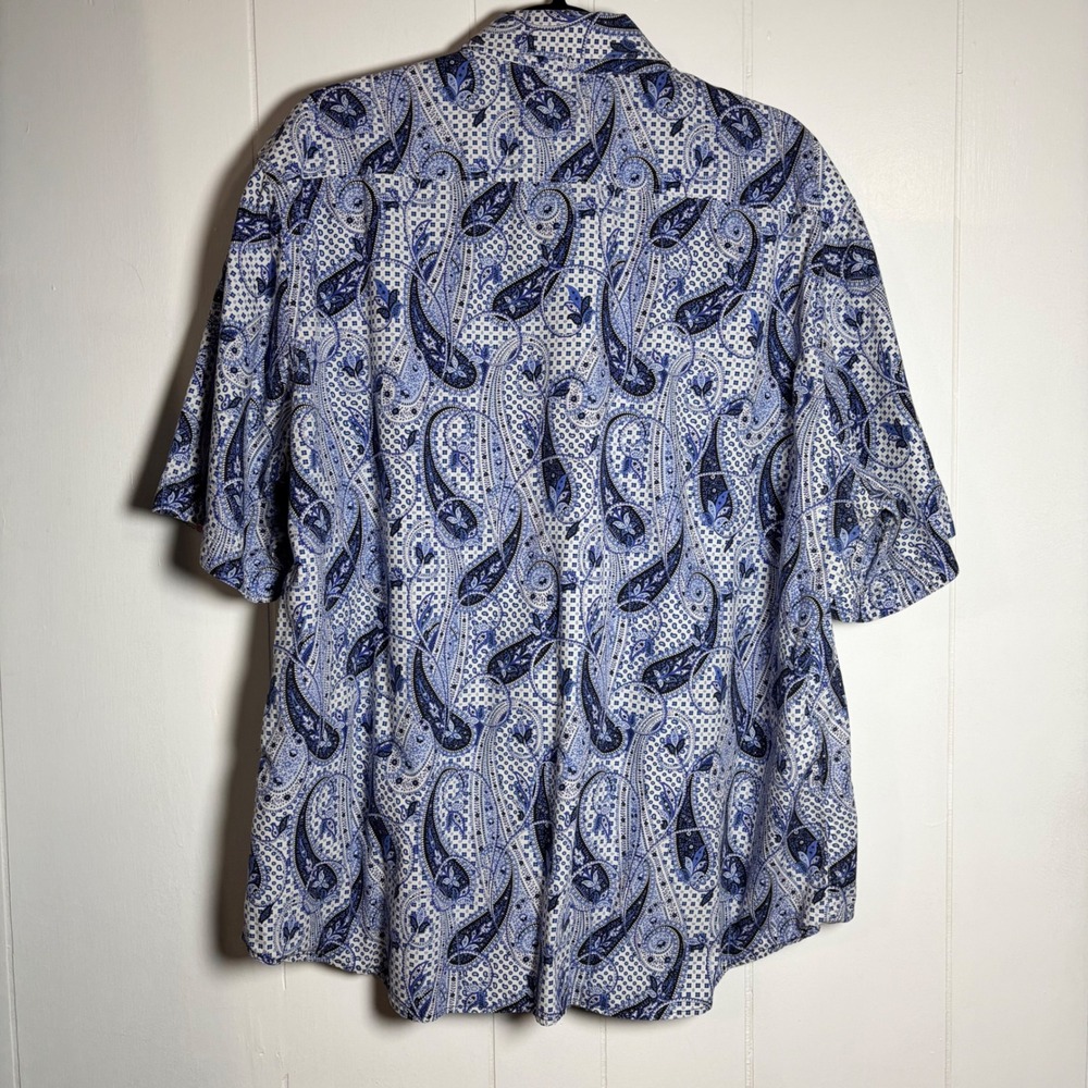 Robert Graham 2XL Blue Paisley Short‎ Sleeve Button Down Classic Fit Maximalist - Picture 2 of 8